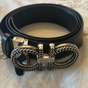 Salvatore Ferragamo Black Leather Belt